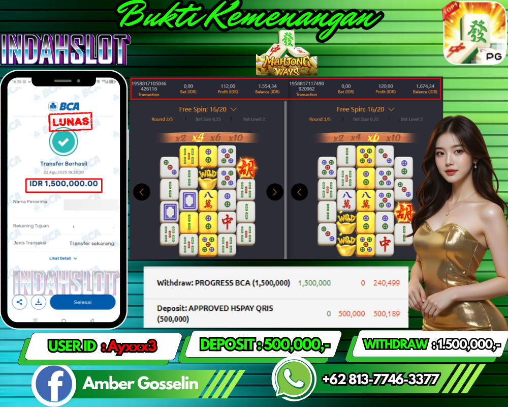 INDAHSLOT JACKPOT MAHJONG WAYS Rp.1.500,000,- LUNAS!!