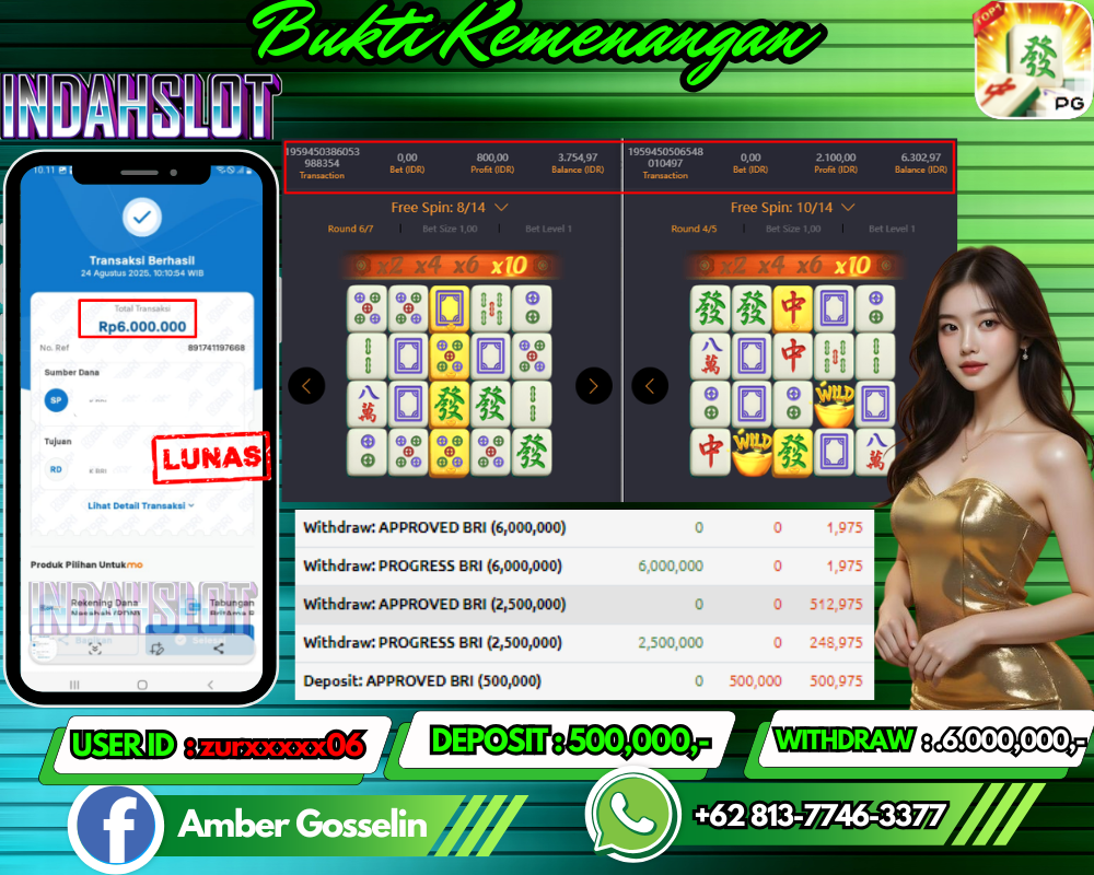 INDAHSLOT MAHJONG WAYS Rp.6.000,000,- LUNAS!!