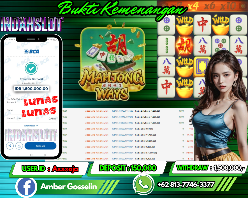 INDAHSLOT MAHJONG WAYS Rp 1,500,000,- LUNAS!!