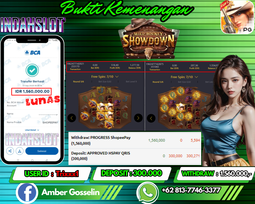 INDAHSLOT WILD BOUNTY SHOWDOWN Rp 1.560.000,- LUNAS!!