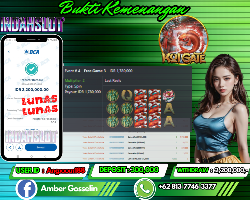 INDAHSLOT KOI GATE Rp 2,200,000,- LUNAS!!