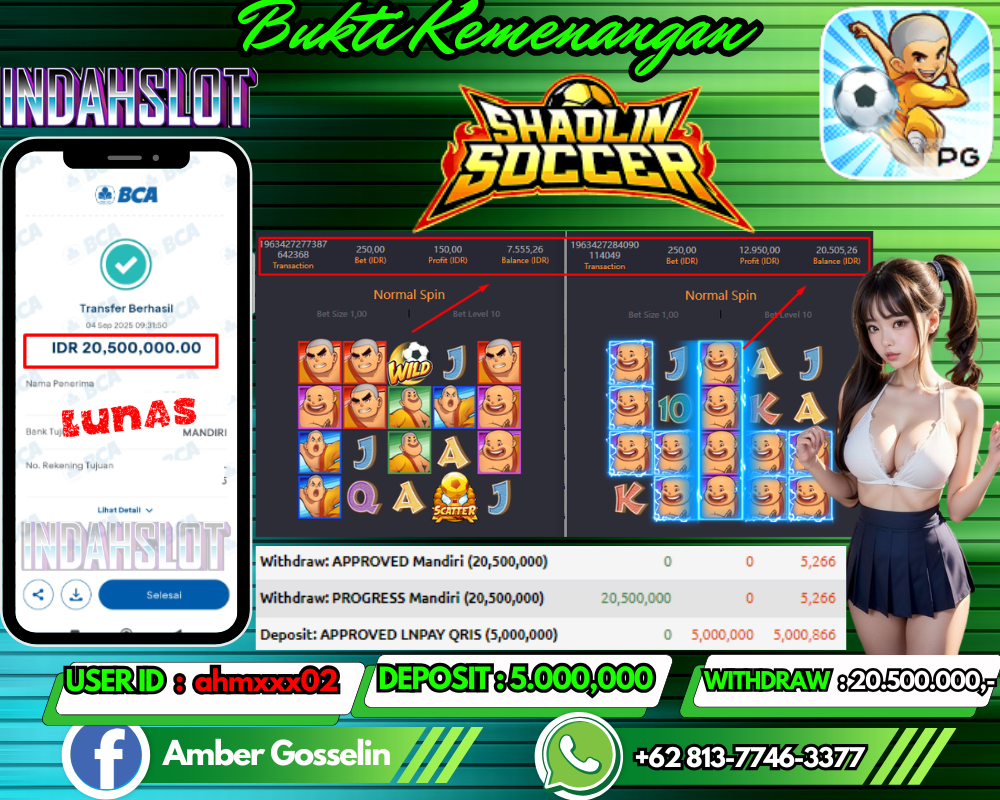 INDAHSLOT shaolin soccer Rp 20.500,000,- LUNAS!