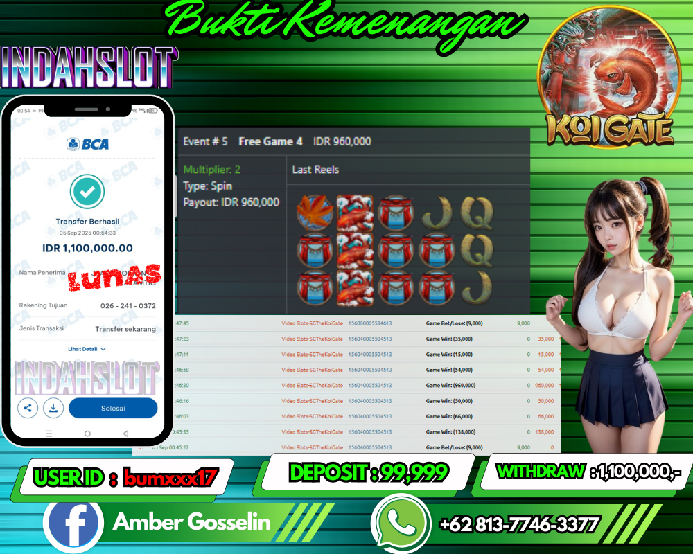 INDAHSLOT KOI GATE Rp 1,100,000,- LUNAS!!