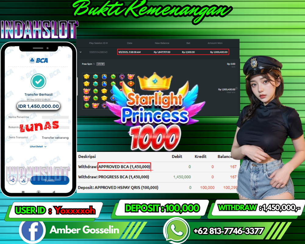 INDAHSLOT STARLIGHT PRINCESS 1000 Rp 1,450,000,- LUNAS!!