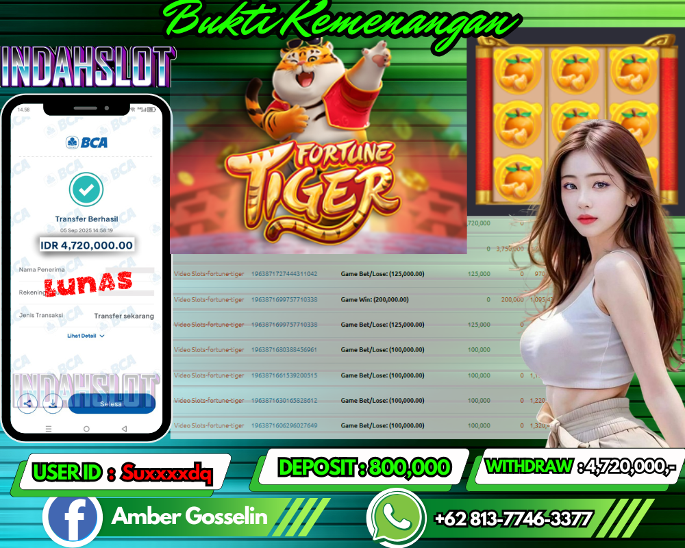 INDAHSLOT FOTUNE TIGER. Rp 4,720,000,- LUNAS!!