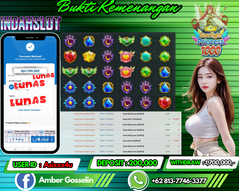 INDAHSLOT STARLIGHT PRINCESS 1000. Rp 1,700,000,- LUNAS!!