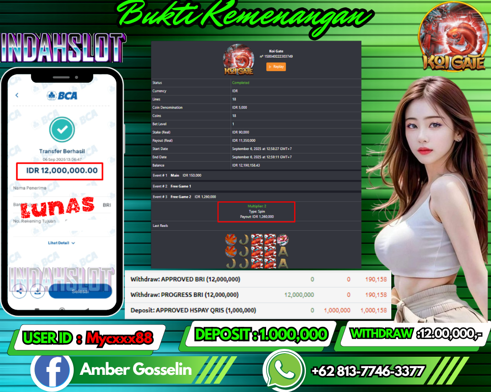INDAHSLOT KOI GATE  Rp 12.000,000,- LUNAS!!