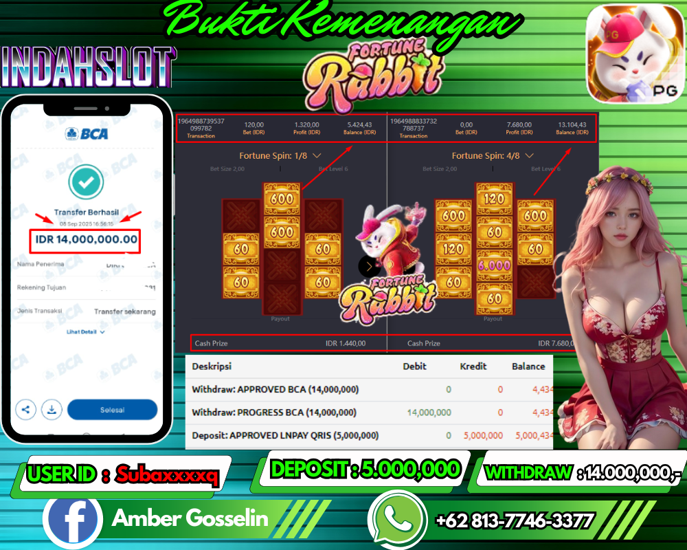 INDAHSLOT  FORTUNE RABBIT Rp 14.000,000,- LUNAS!!