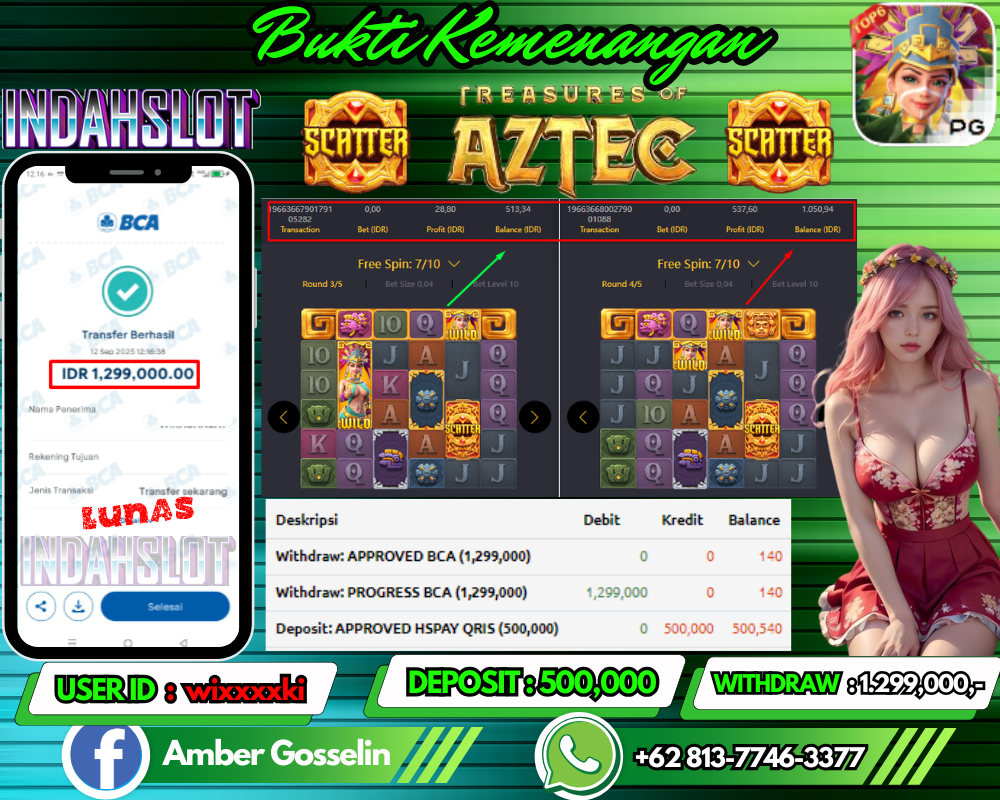 INDAHSLOT  Treasures of Aztec Rp 1.229,000,- LUNAS!!