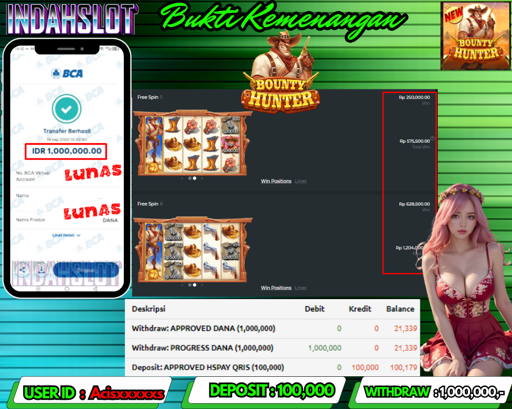 INDAHSLOT BOUNTY HUNTER  Rp 1.000,000,- LUNAS!!