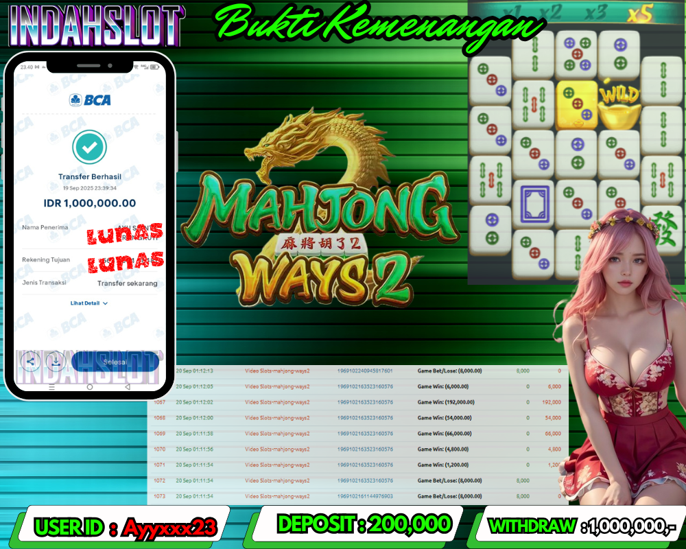 INDAHSLOT MAHJONG WAYS 2 Rp 1,000,000,- LUNAS!!