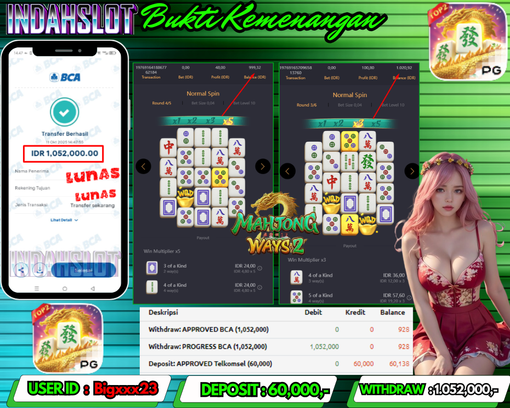 INDAHSLOT MAHJONG WAYS 2 Rp 1.052,000,- LUNAS!!
