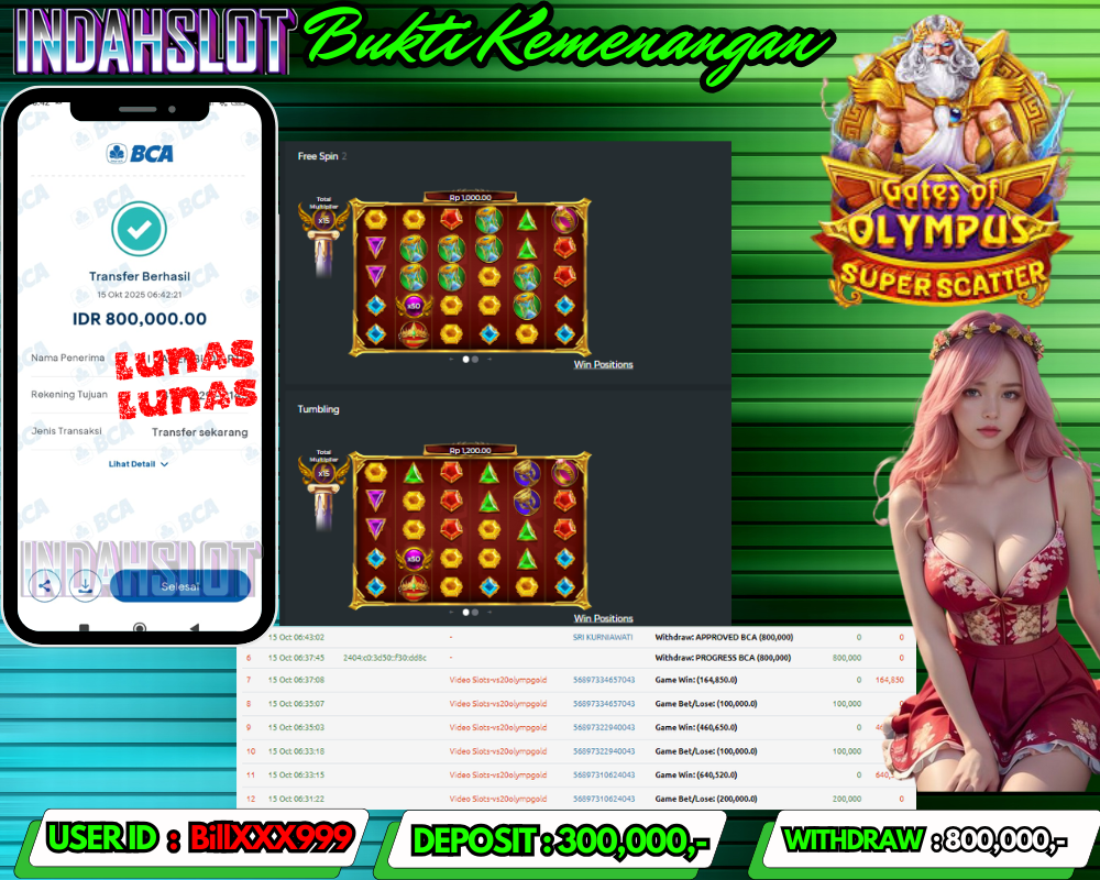 INDAHSLOTGATE OF OLYMPUS SUPER SCATER Rp 800,000,- LUNAS!!