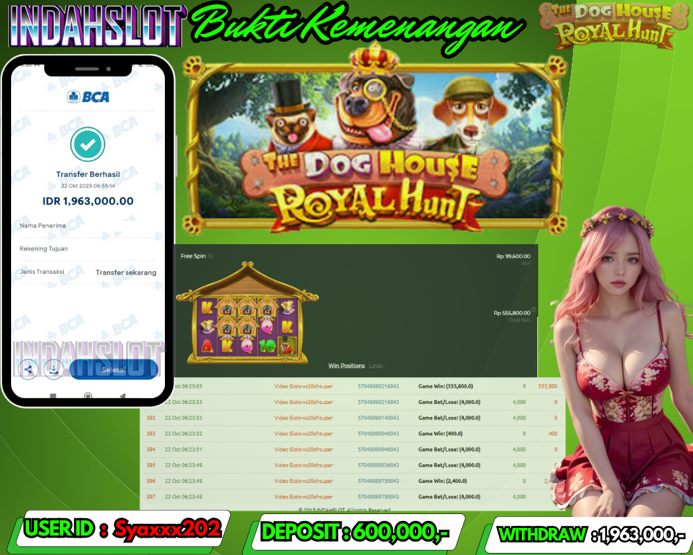 INDAHSLOT THE DOG HOUSE Rp 1,963,000,- LUNAS!!