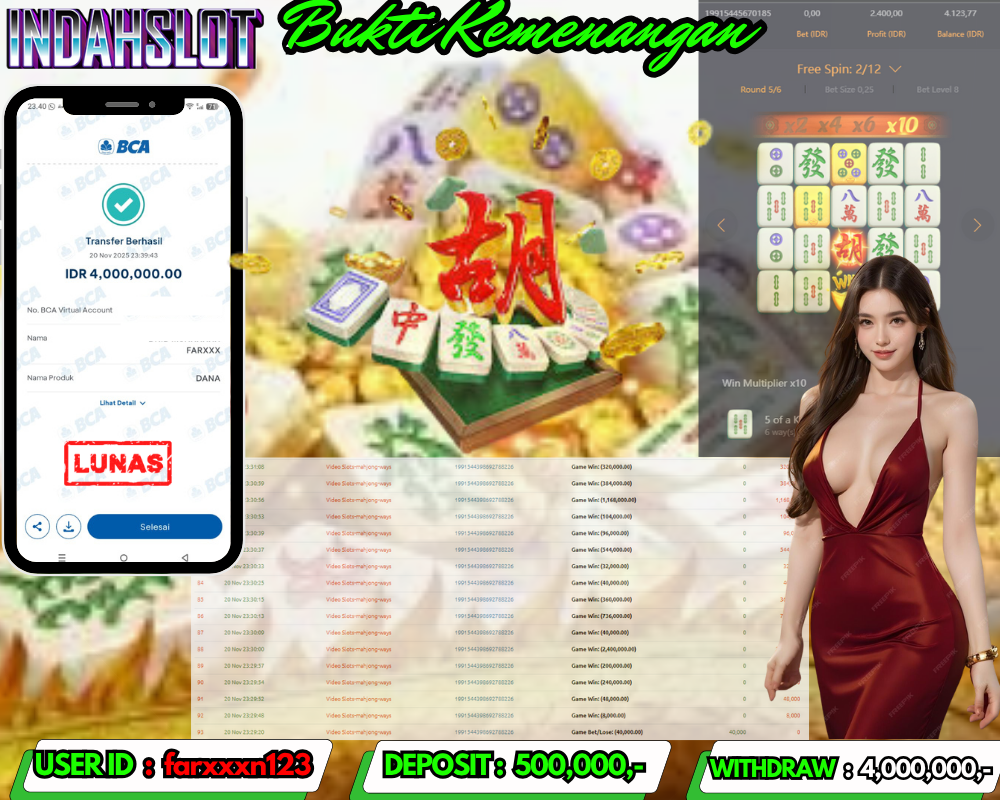 INDAHSLOT MAHJONG WAYS Rp. 4,000,000,LUNAS
