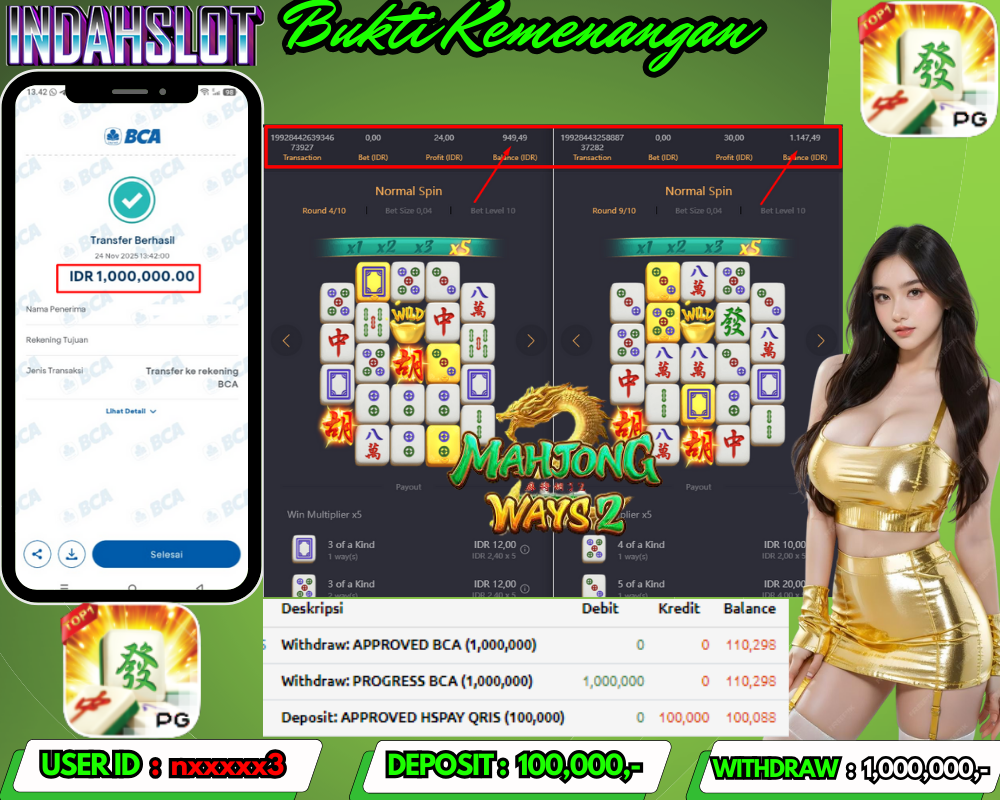 INDAHSLOT MAHJONG WAYS 2 Rp. 1.000,000,LUNAS