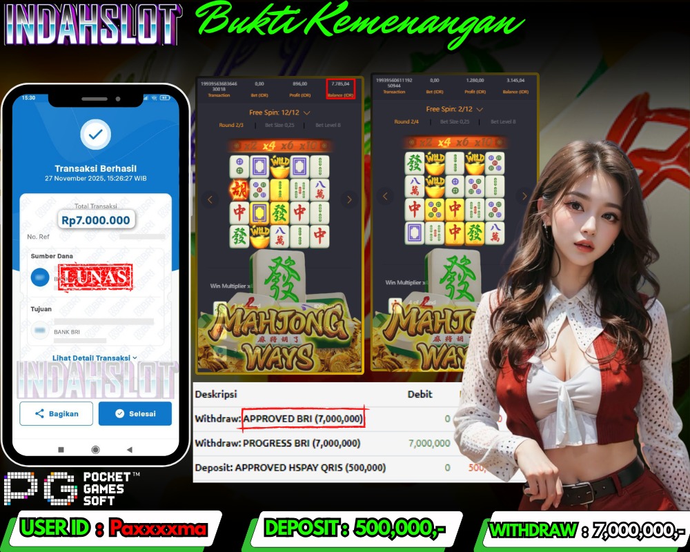 INDAHSLOT MAHJONG WAYS Rp. 7,000,000,LUNAS