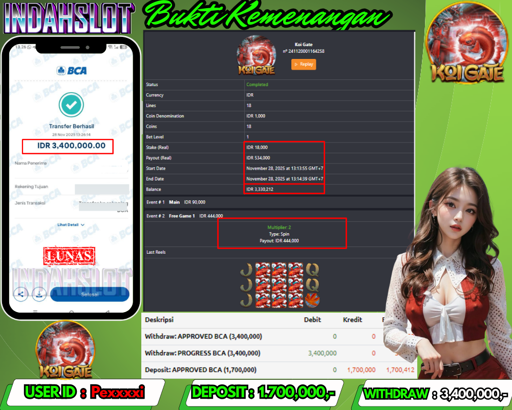 INDAHSLOT KOI GATE Rp. 3.400.000 LUNAS