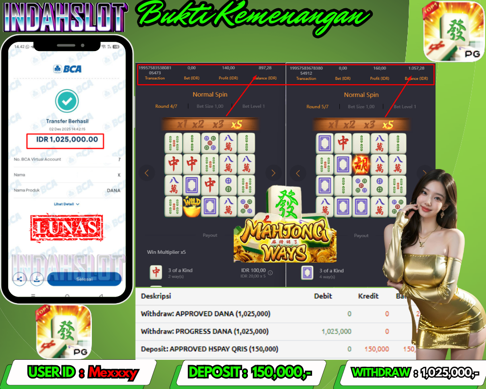 INDAHSLOT MAHJONG WAYS 1 Rp.1.025.000 LUNAS