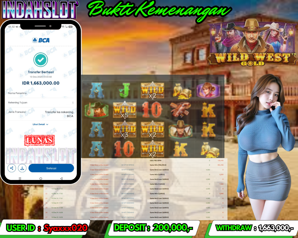 INDAHSLOT WILD WEST GOLD Rp.1,663,000LUNAS