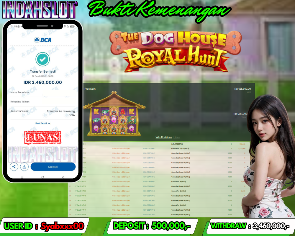 INDAHSLOT THE DOG HOUSE ROYAL HUNT Rp.3,460,000 LUNAS