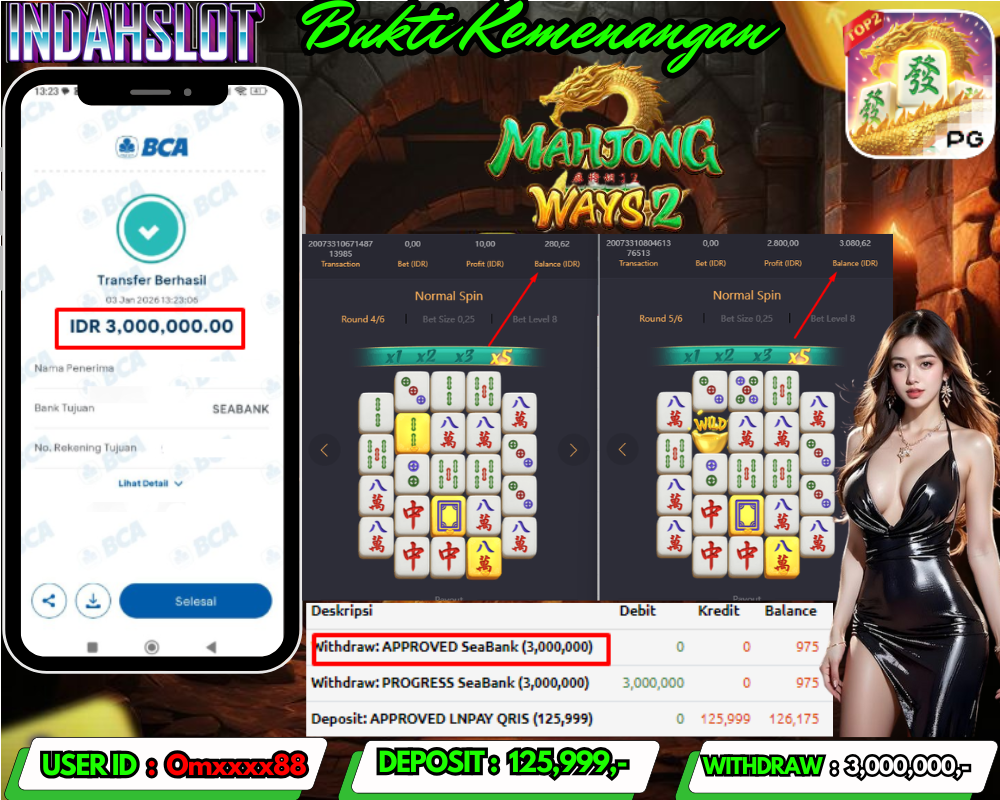 INDAHSLOT MAHJONG WAYS 2 Rp.3.000.000 LUNAS