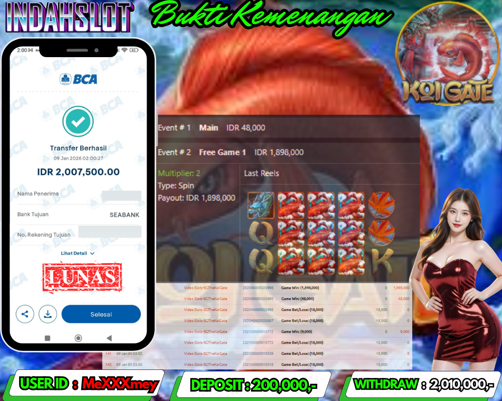 INDAHSLOT KOI GATE Rp.2,010,000 LUNAS