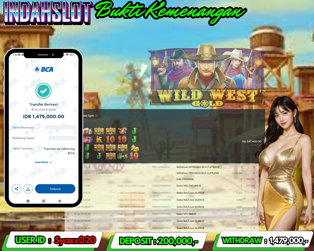 INDAHSLOT WILD WEST GOLD Rp.1,479,000LUNAS