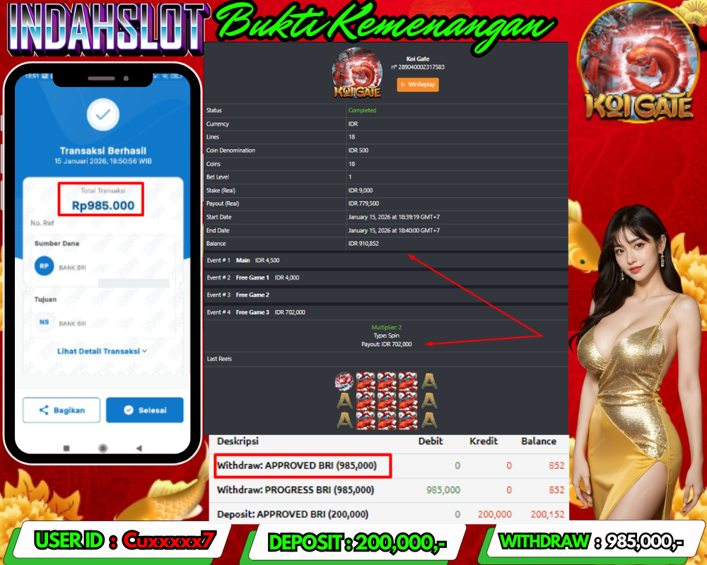 INDAHSLOT KOI GATE Rp.985,000 LUNAS