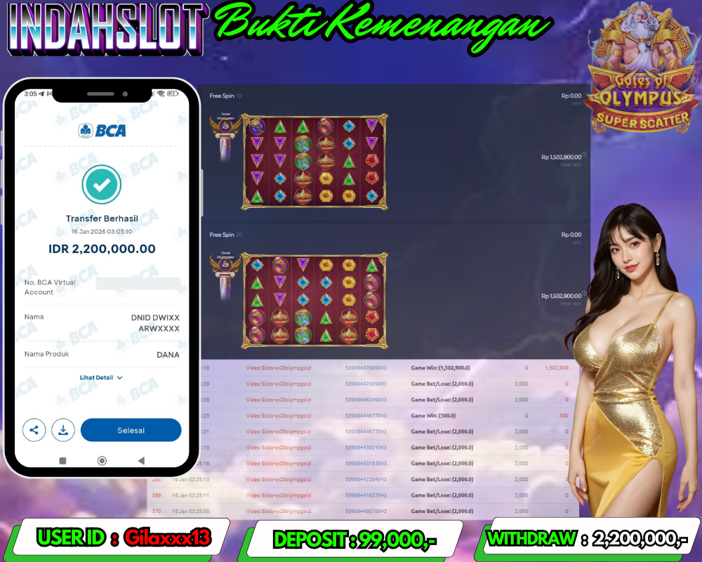 INDAHSLOT GATES OF OLYMPUS SUPER SCATTER Rp.2,200,000 LUNAS