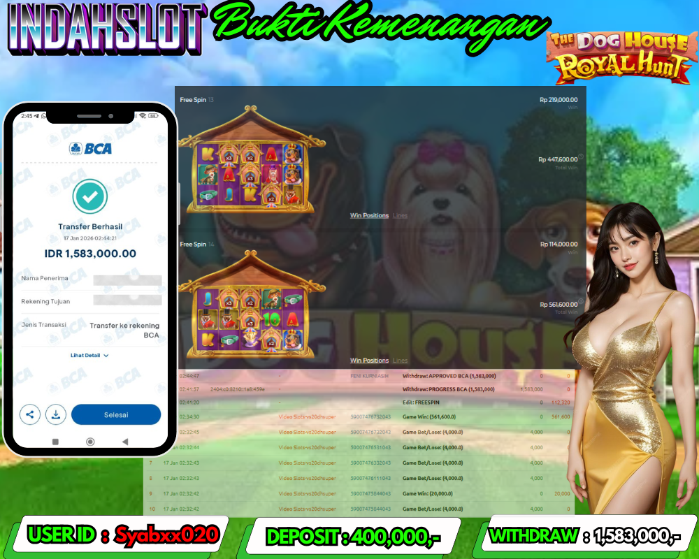 INDAHSLOT THE DOG HOUSE ROYAL HUNT Rp.1,583,000 LUNAS