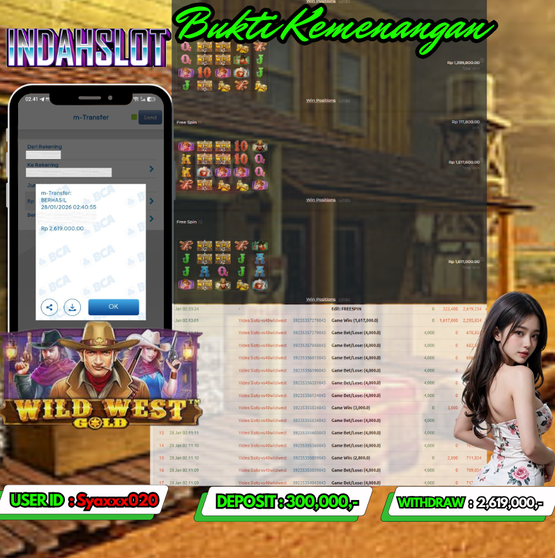 INDAHSLOT WILD WEST GOLD 2 Rp.2,619,000LUNAS